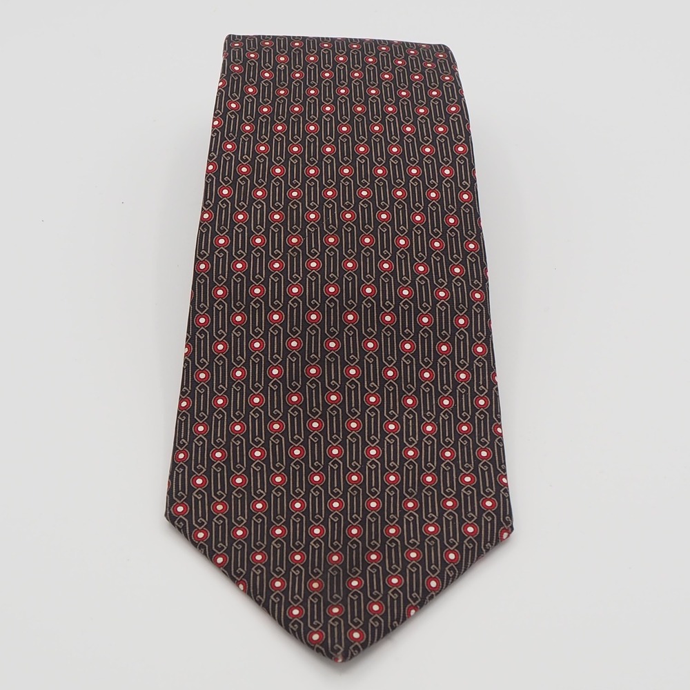 VTG Christian Dior 100% Silk Tie Geometric Woven Men's Necktie Made in USA Italy